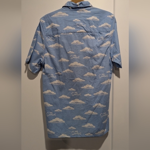 Rare Official H&M Men's The Simpsons TV  Series Cloud Design Resort Shirt - Picture 6 of 8